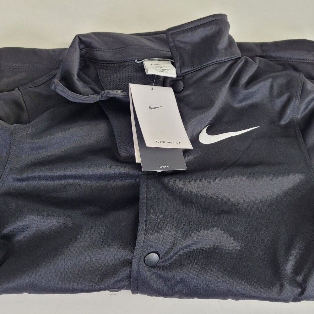 Nike Boys Jacket Medium Black Button Up Therma Fit Youth Light Jacket Active
